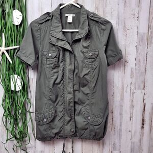 Charlotte Russe Zip Up Top Olive Green Size Small